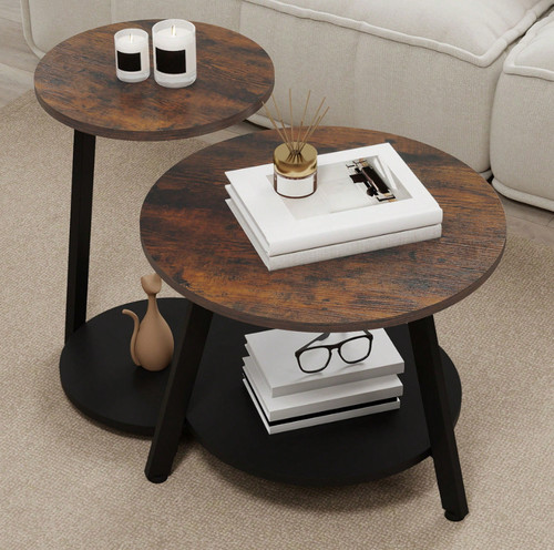 Round coffee tables set - coffee, of