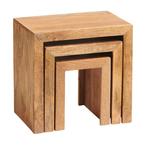 Nest tables 3pc brown - tables, mango