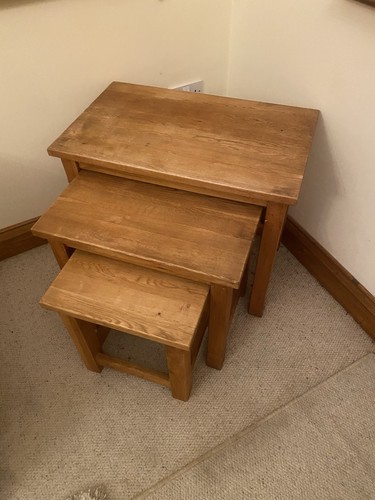 Nesting oak tables set - oak,